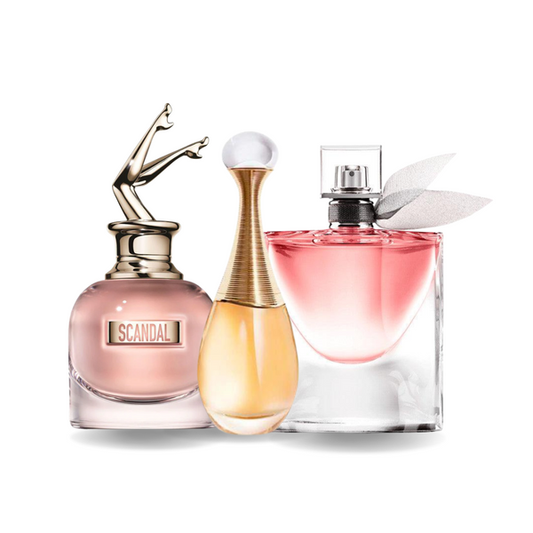 Redescoperă farmecul și eleganța într-un set exclusiv de 3 esențe feminine premium. Un buchet sofisticat de note florale, fructate și gurmande ce reflectă rafinament, feminitate și o prezență memorabilă.